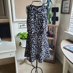 Banana Republic Black and Cream Leopard-Print Mini Dress